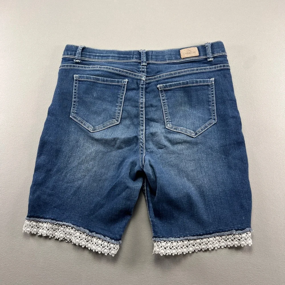 Jordache Shorts Girls 18 Blue Denim Cotton Stretch Boho Lace Trim Medium Wash
